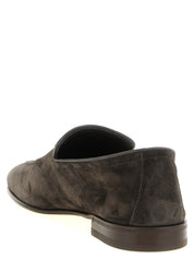 Brunello Cucinelli Gray Calfskin Slip-On Loafers