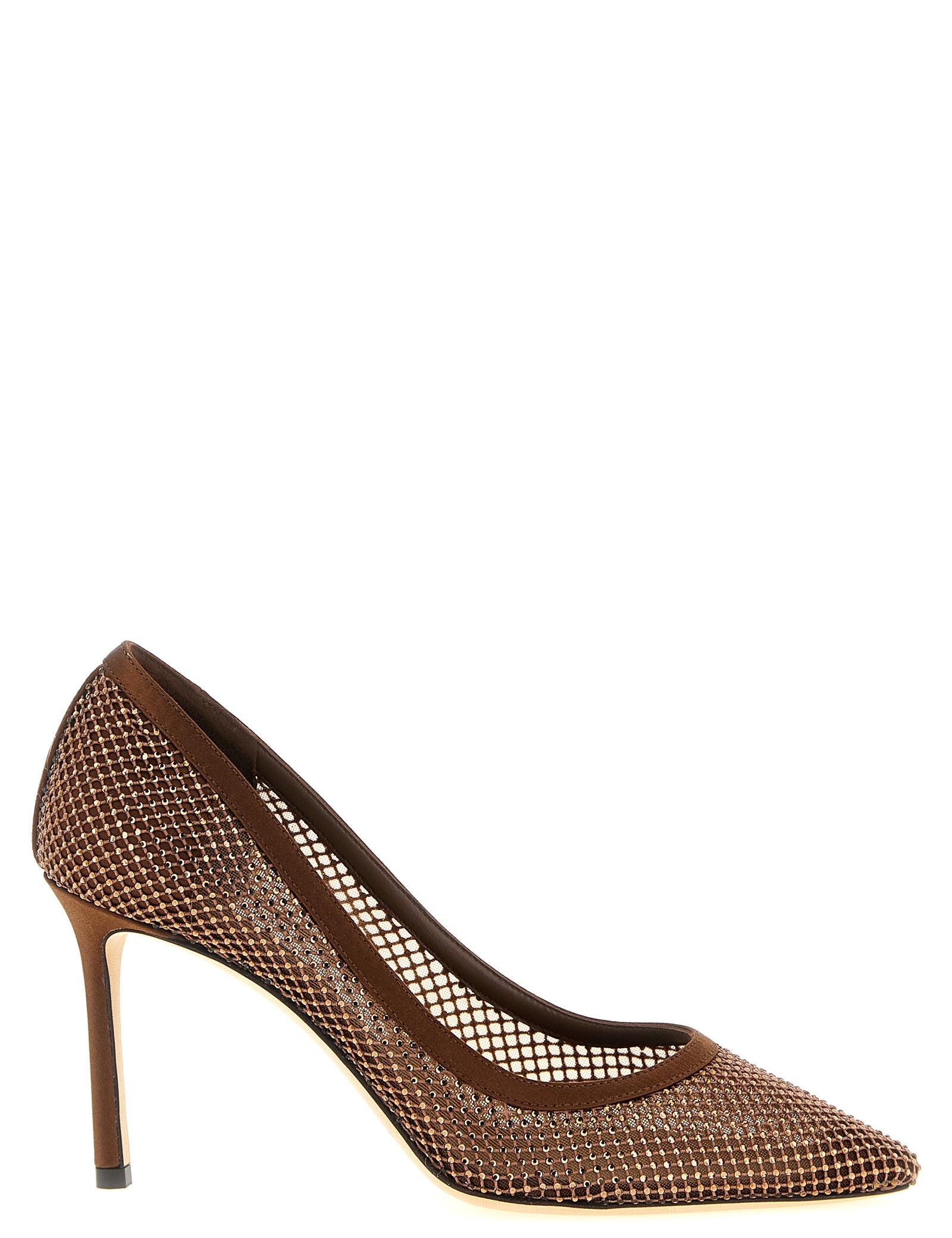 Jimmy Choo Brown Mesh and Crystal High Heel Pumps