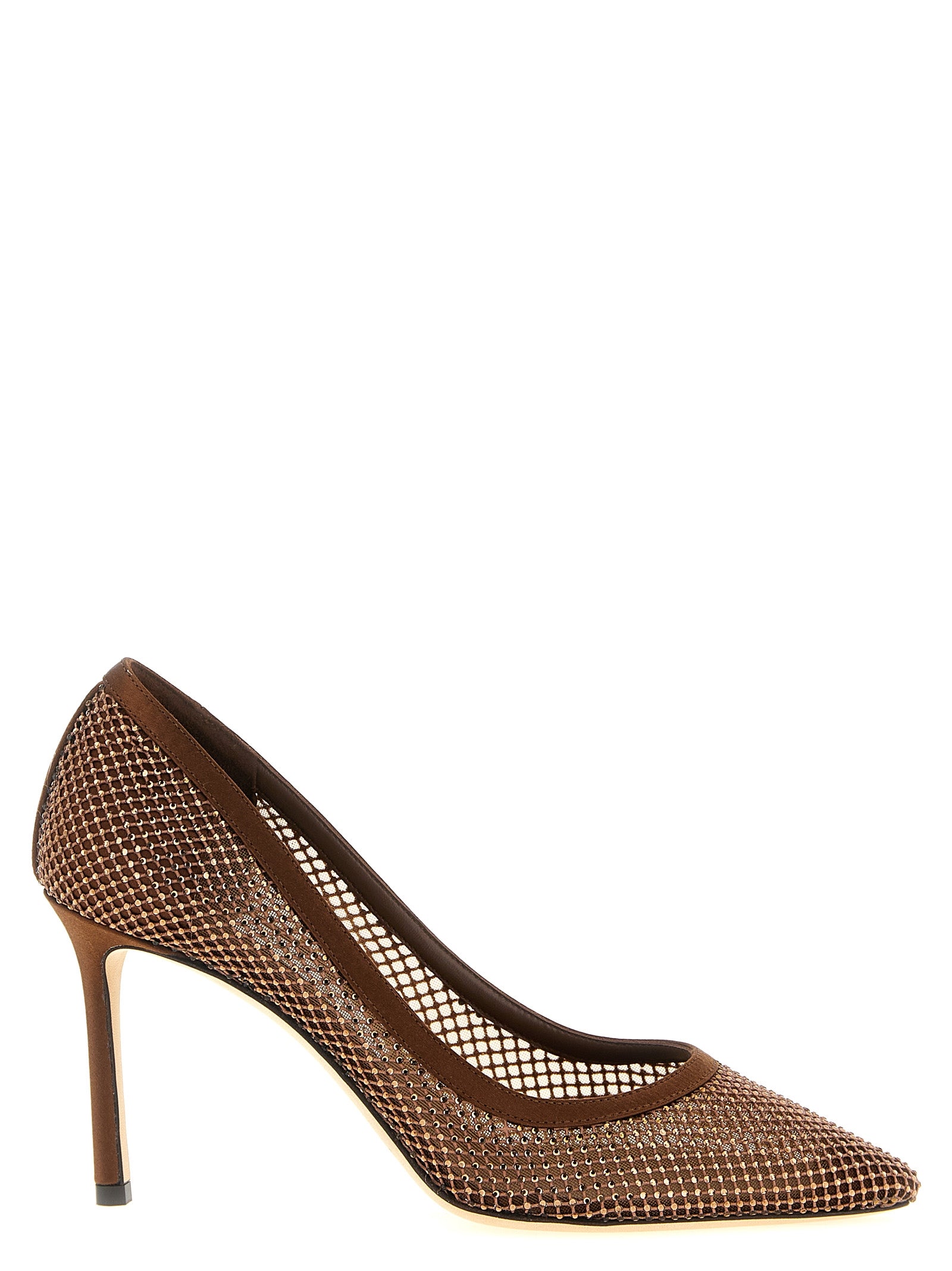 Jimmy Choo Brown Mesh and Crystal High Heel Pumps
