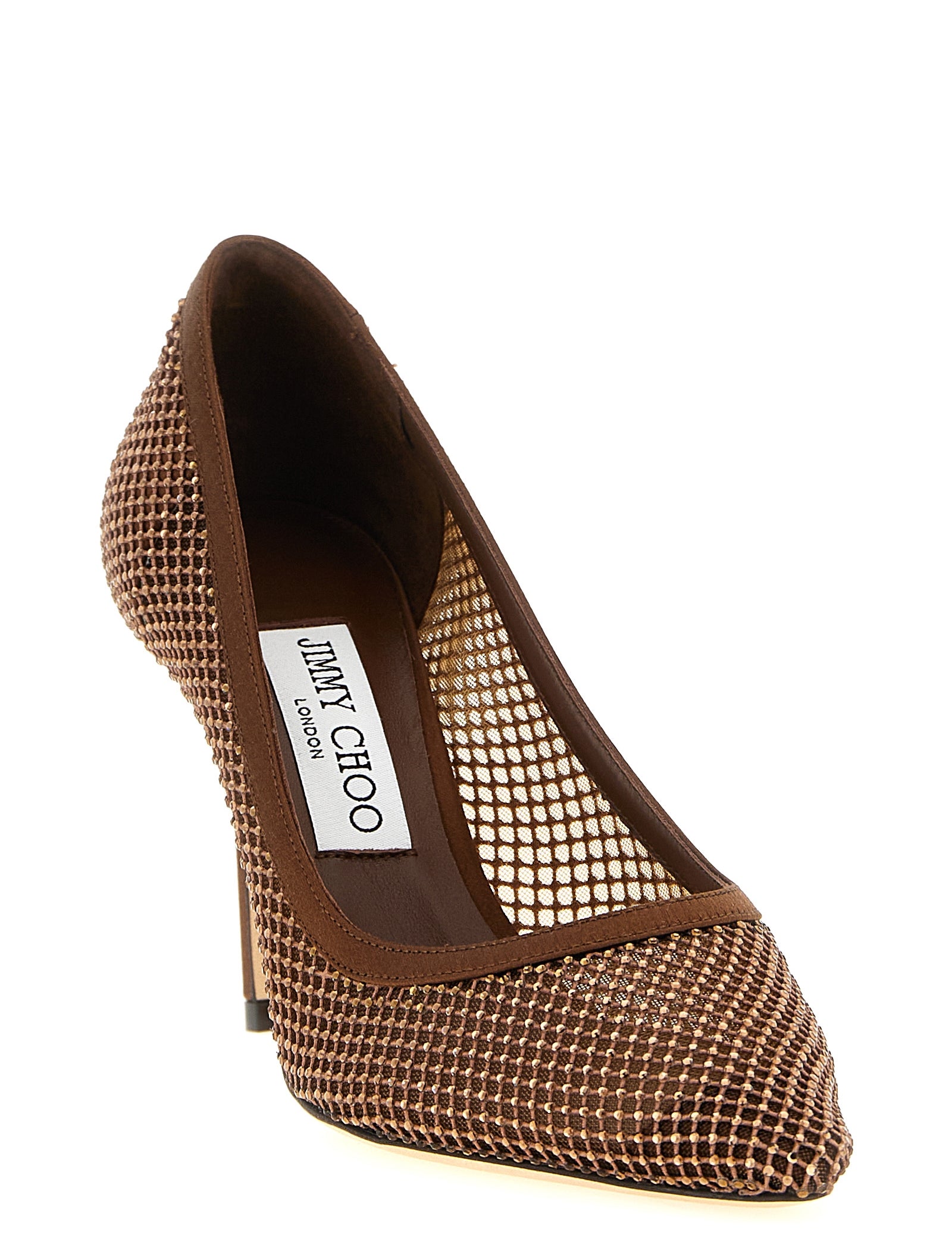 Jimmy Choo Brown Mesh and Crystal High Heel Pumps