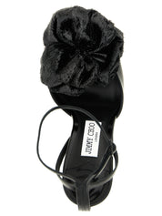 Jimmy Choo Black Leather Stiletto Heel Sandals