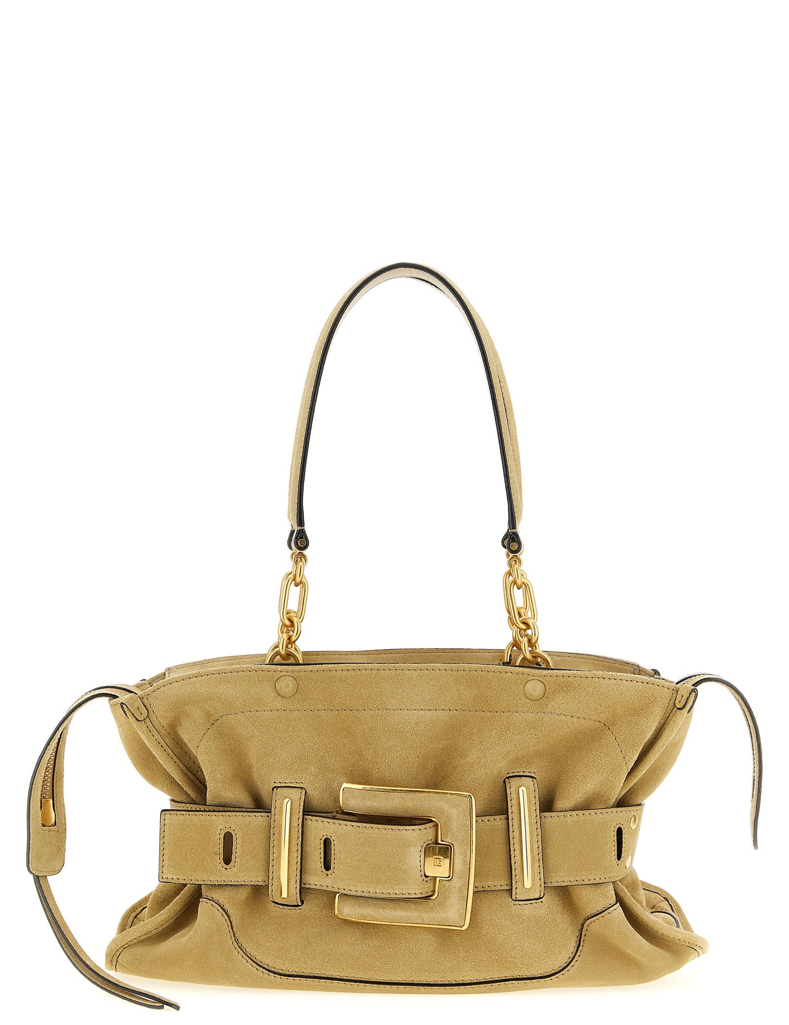 Balmain Beige Calfskin Shoulder Bag