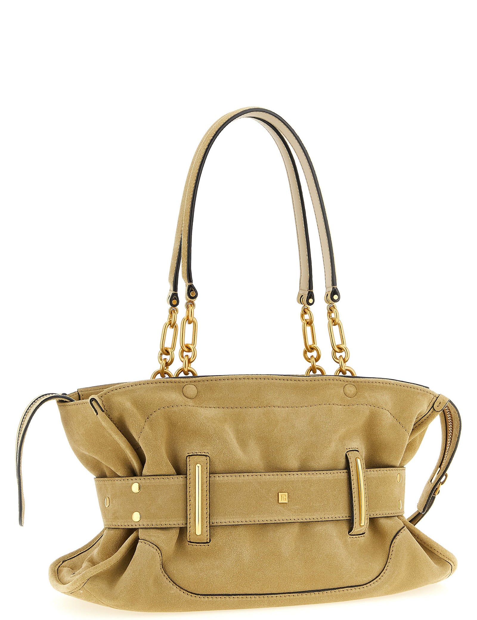 Balmain Beige Calfskin Shoulder Bag