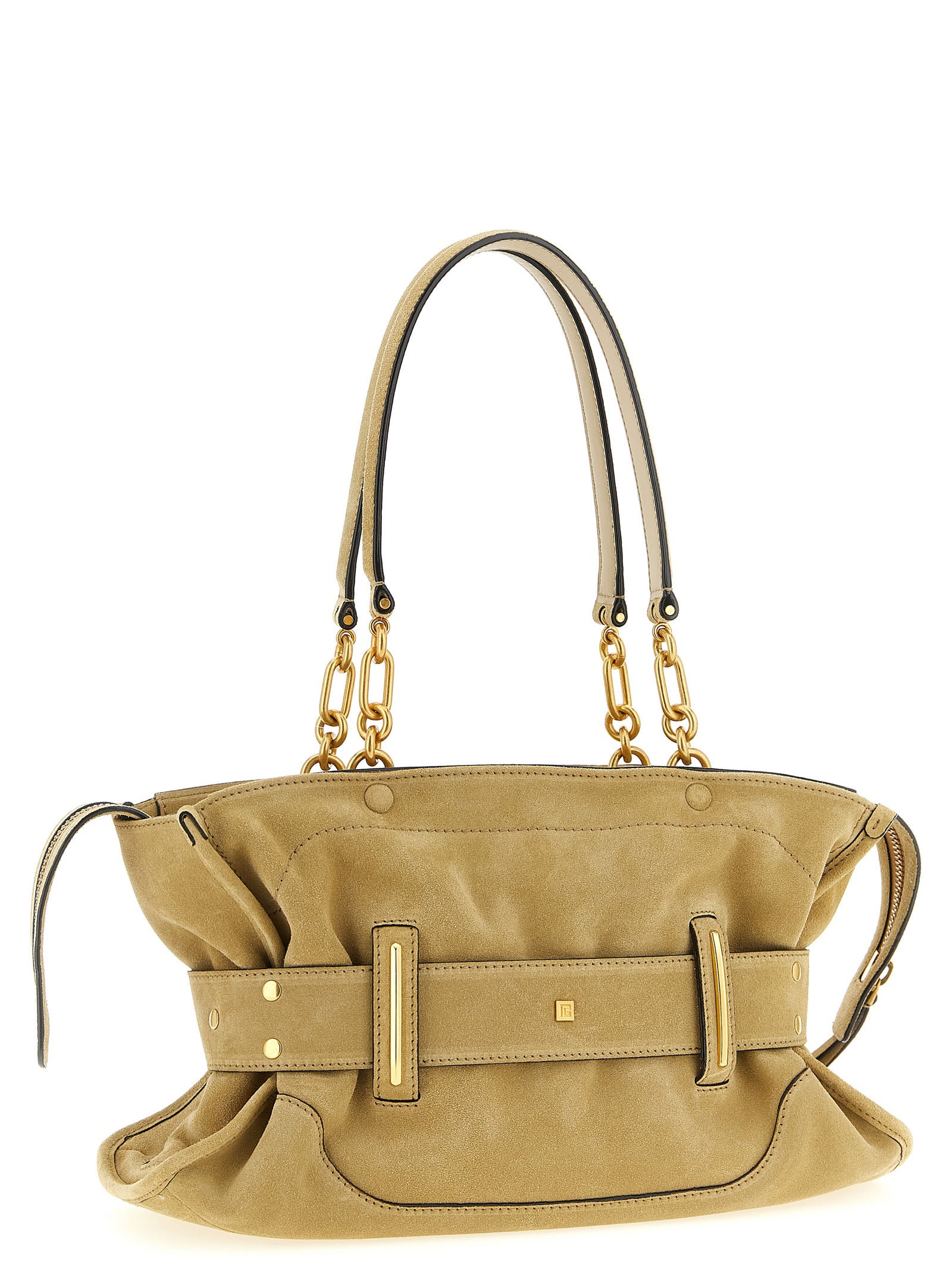 Balmain Beige Calfskin Shoulder Bag