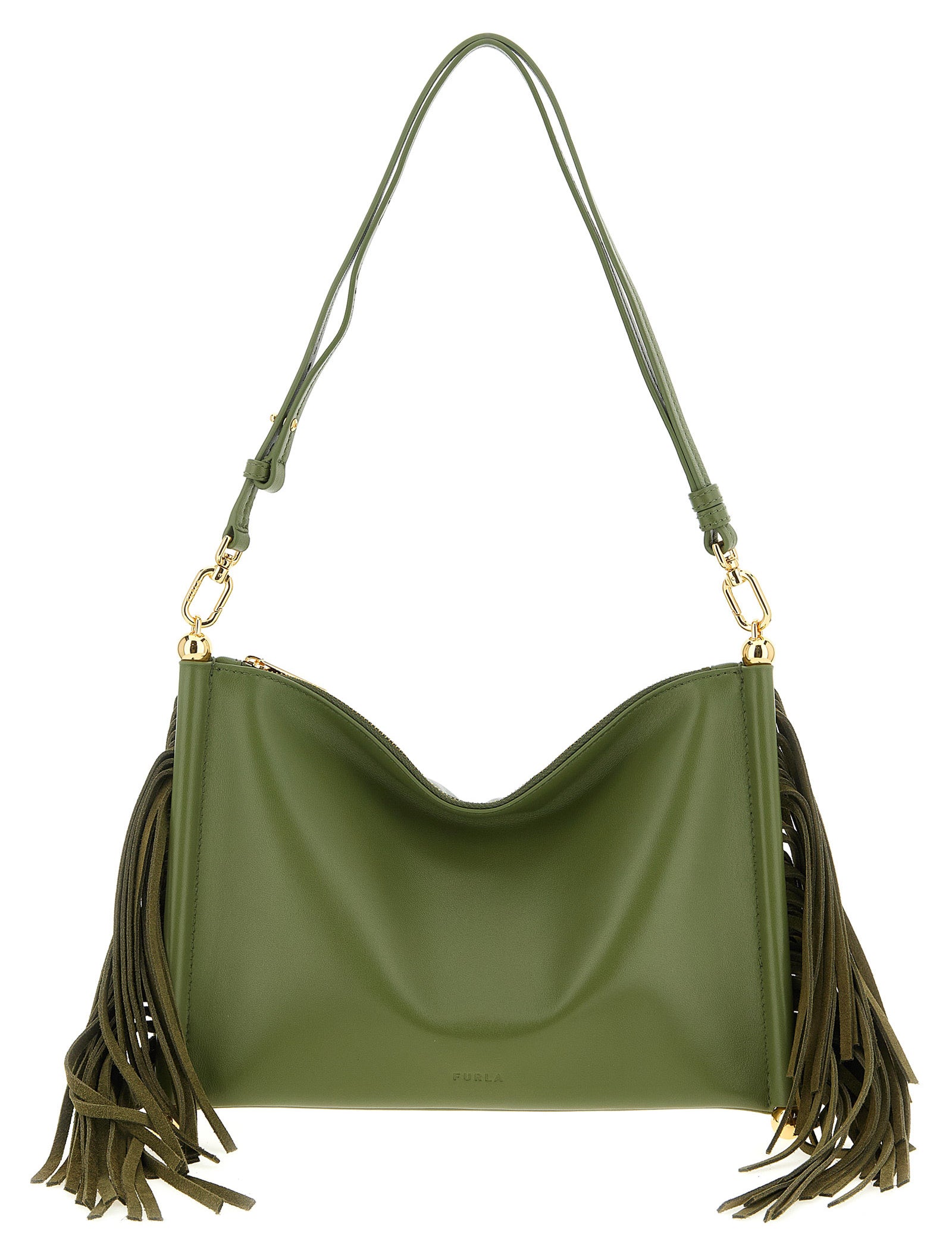 Furla Green Bicolor Lamb Leather Mini Shoulder Bag