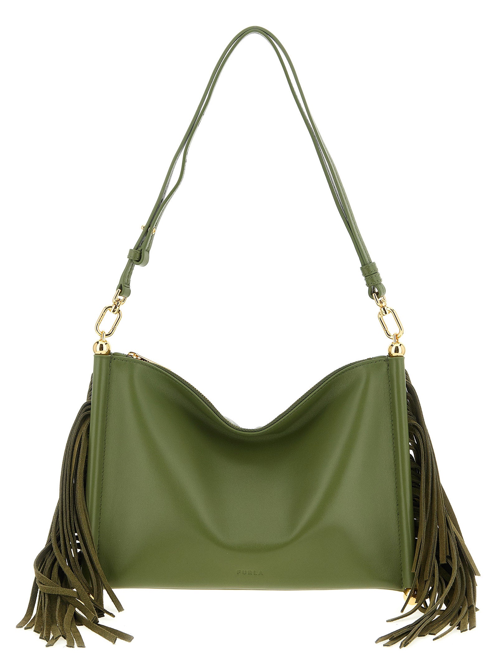 Furla Green Bicolor Lamb Leather Mini Shoulder Bag