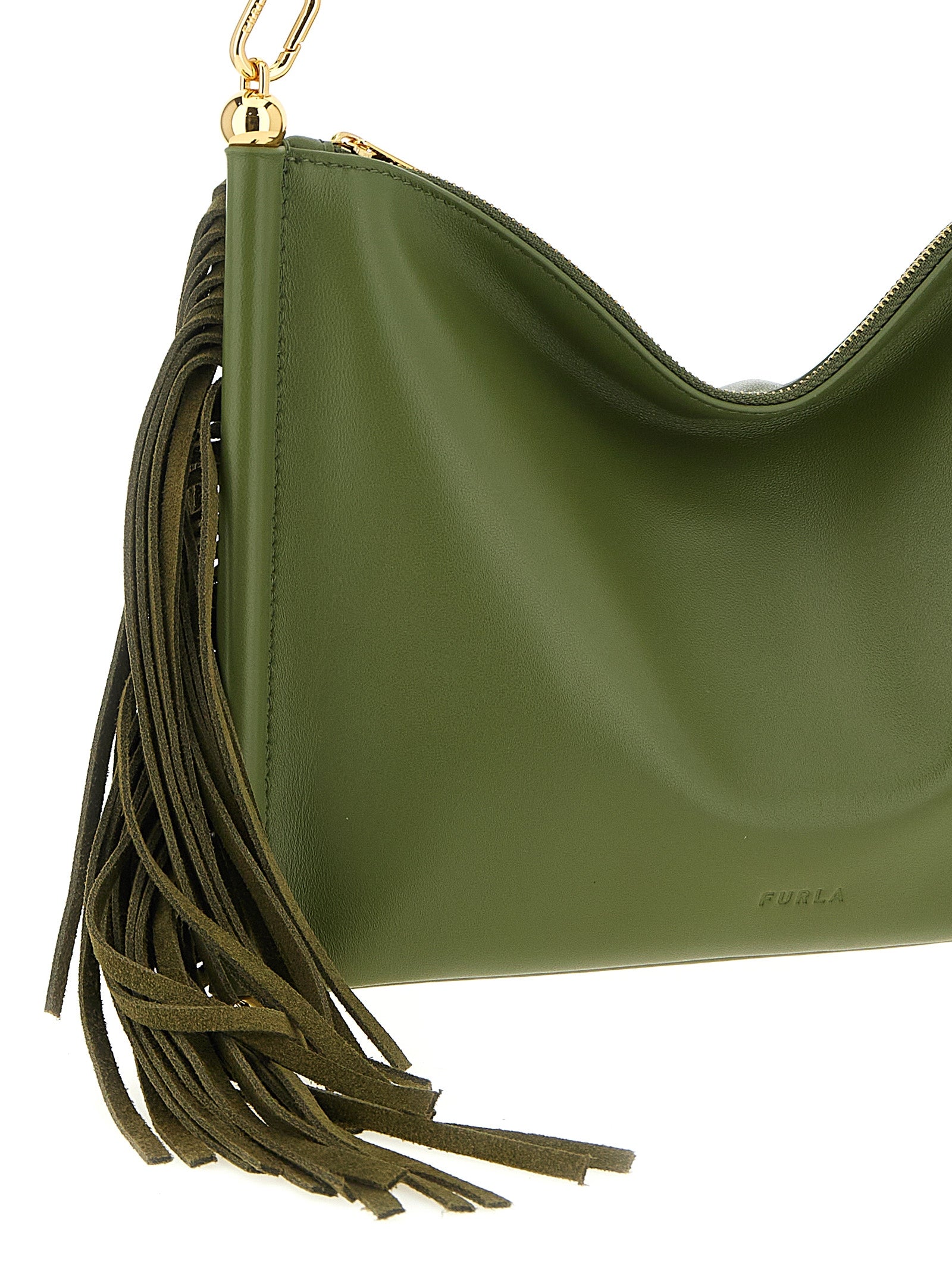 Furla Green Bicolor Lamb Leather Mini Shoulder Bag