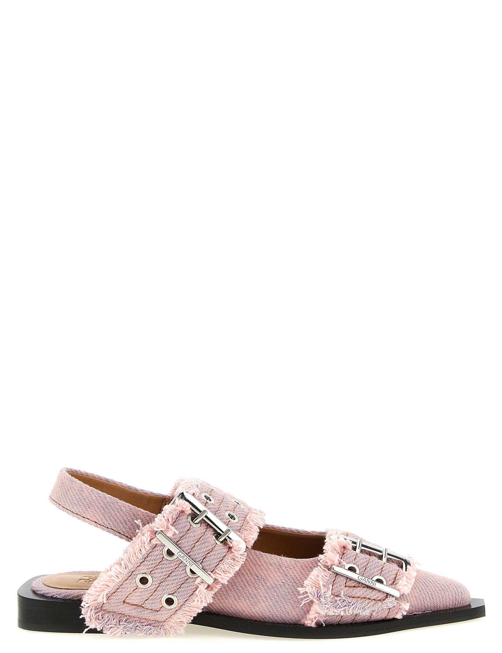Ganni Pink Organic Cotton Slingbacks