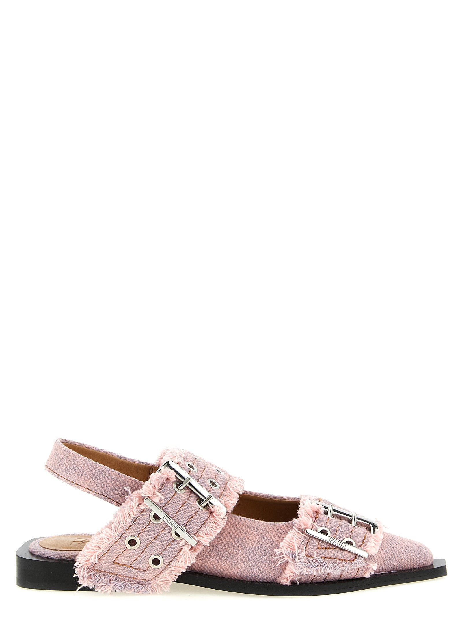 Ganni Pink Organic Cotton Slingbacks