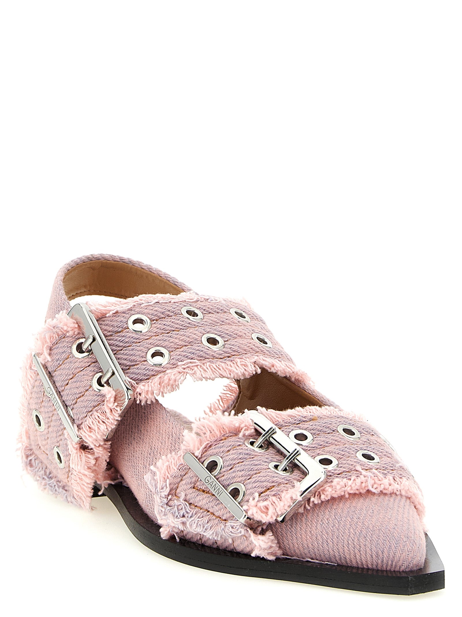 Ganni Pink Organic Cotton Slingbacks