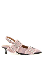 Ganni Pink Organic Cotton Mid-Heel Pumps