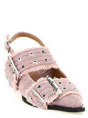 Ganni Pink Organic Cotton Mid-Heel Pumps