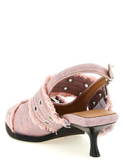 Ganni Pink Organic Cotton Mid-Heel Pumps