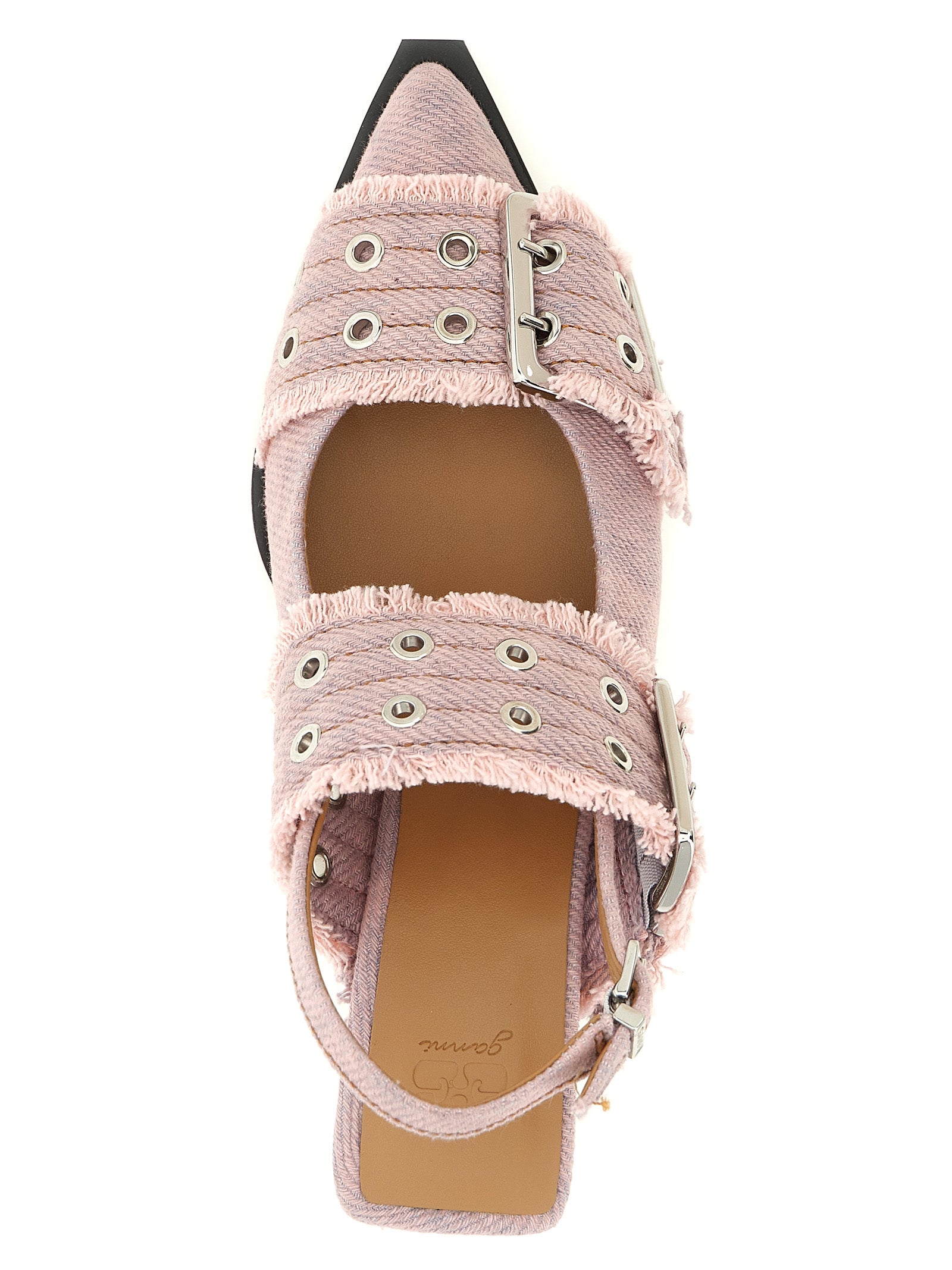 Ganni Pink Organic Cotton Mid-Heel Pumps
