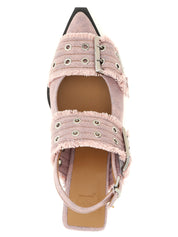 Ganni Pink Organic Cotton Mid-Heel Pumps