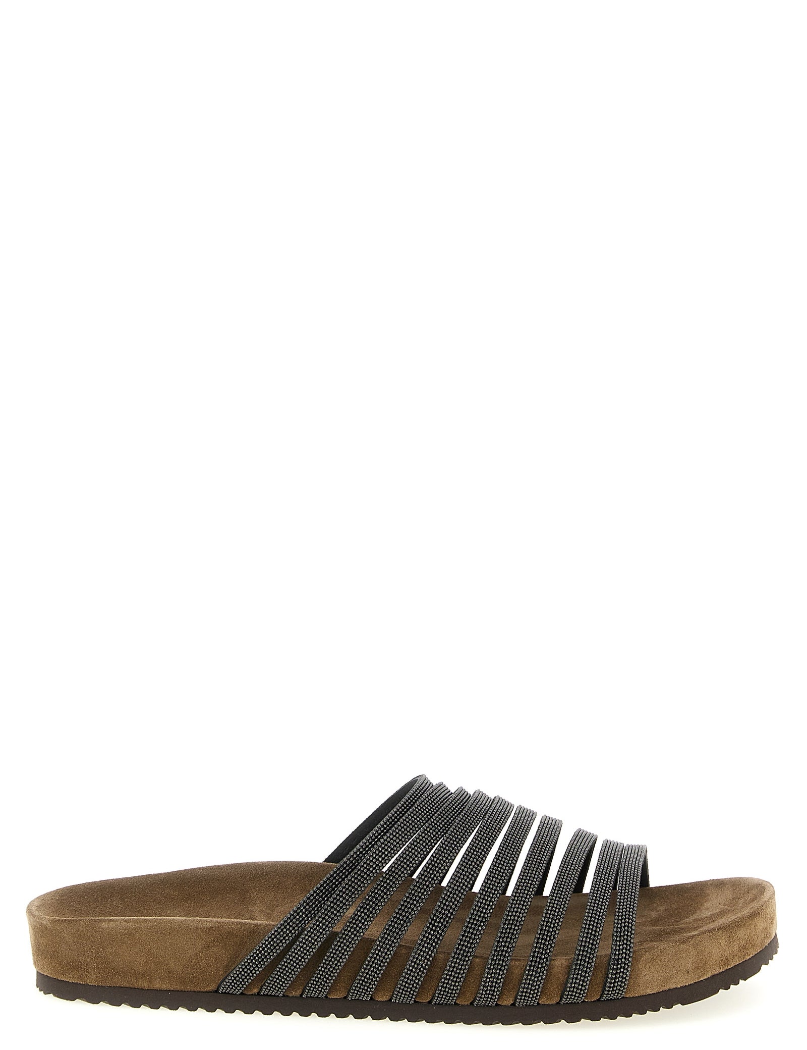 Brunello Cucinelli Black Lambskin Slides