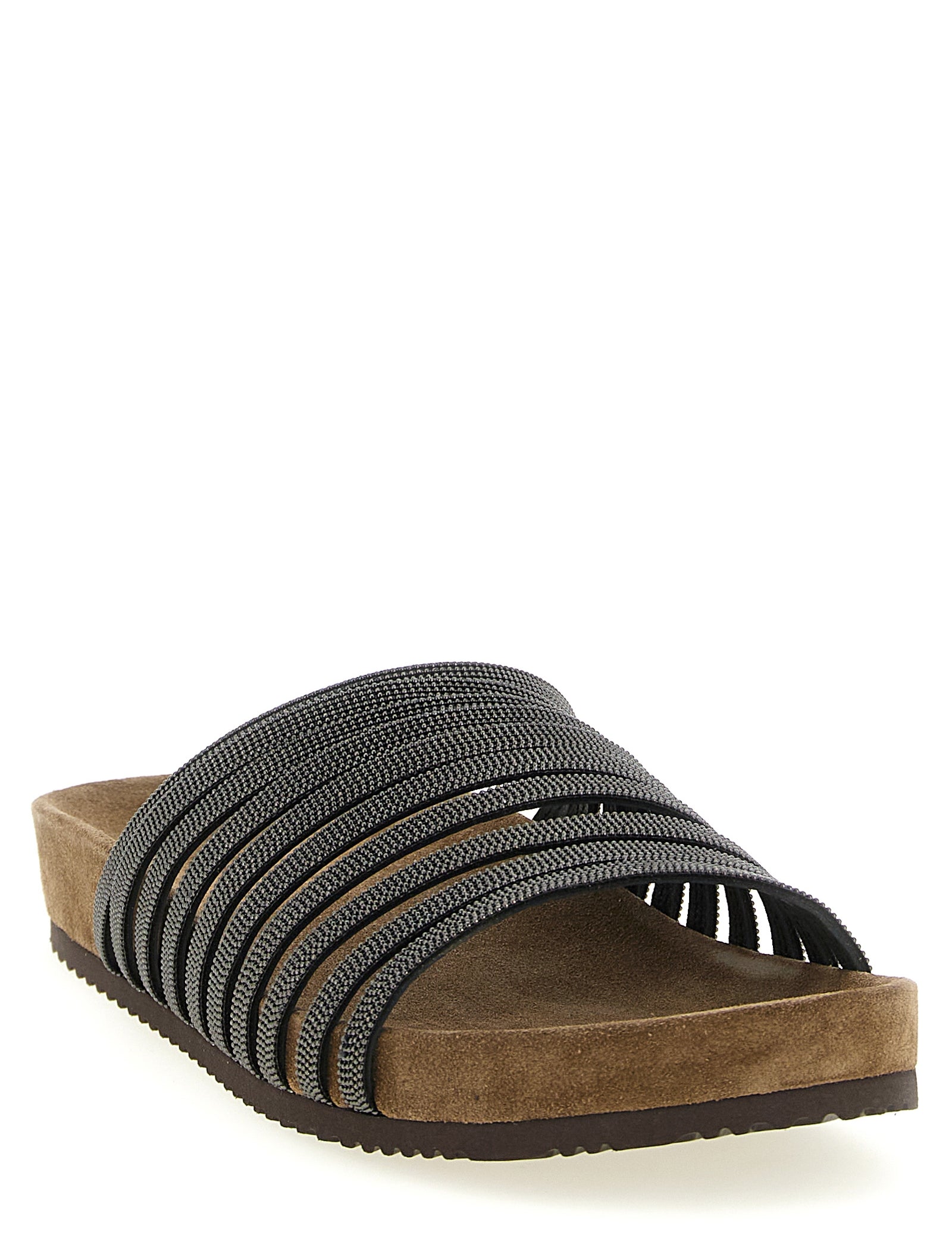 Brunello Cucinelli Black Lambskin Slides