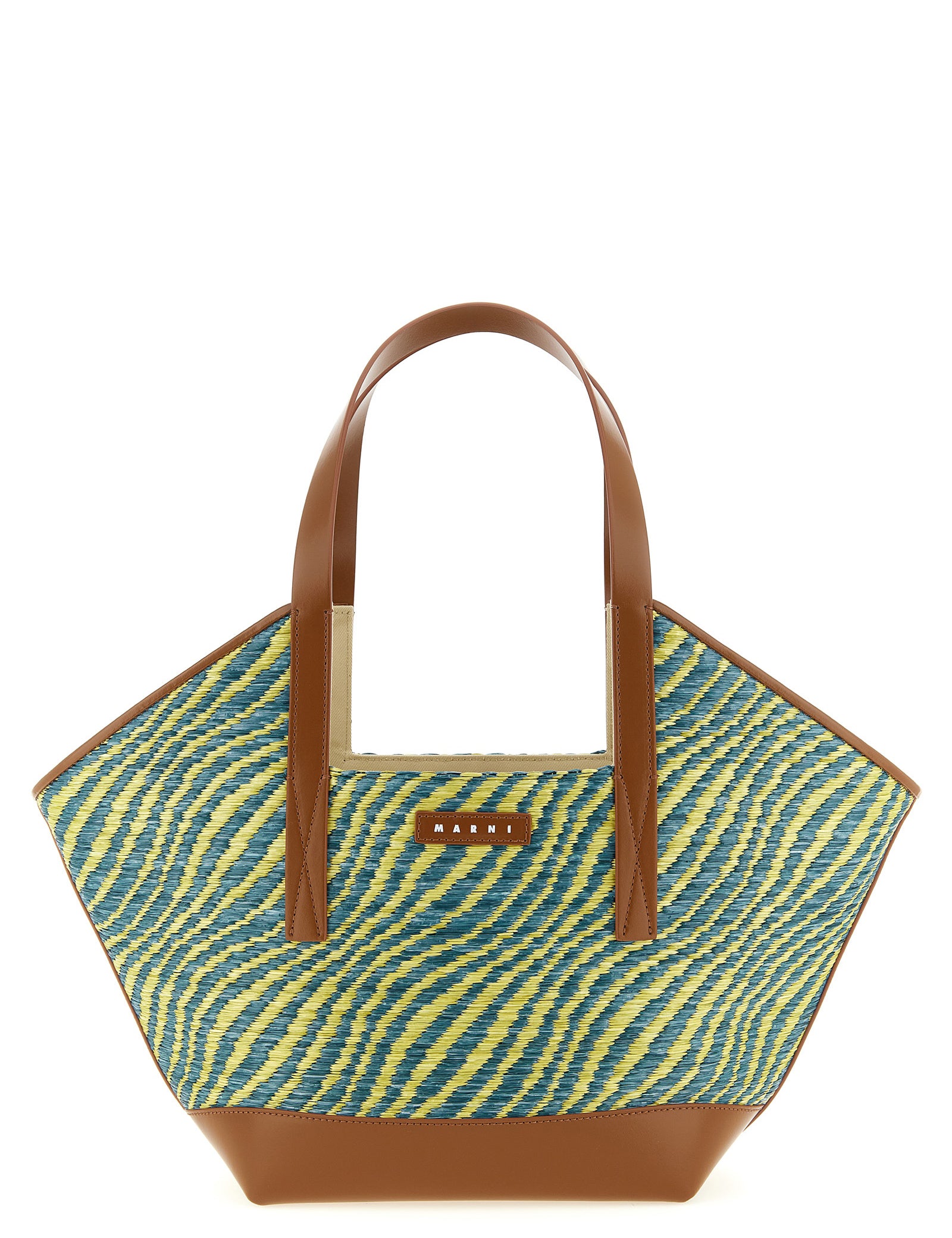 Marni Green Polyamide Trapezoidal Tote Bag
