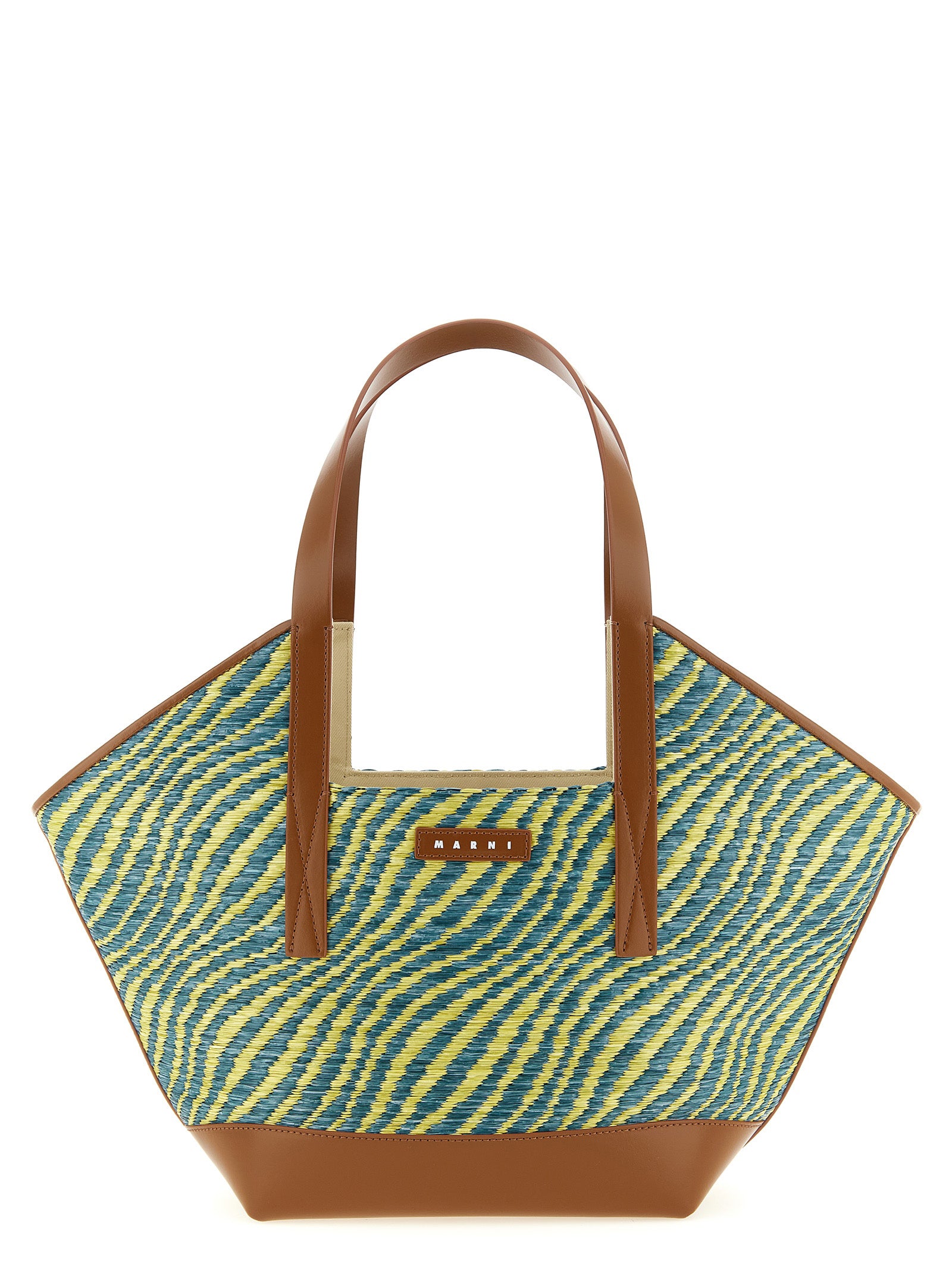 Marni Green Polyamide Trapezoidal Tote Bag