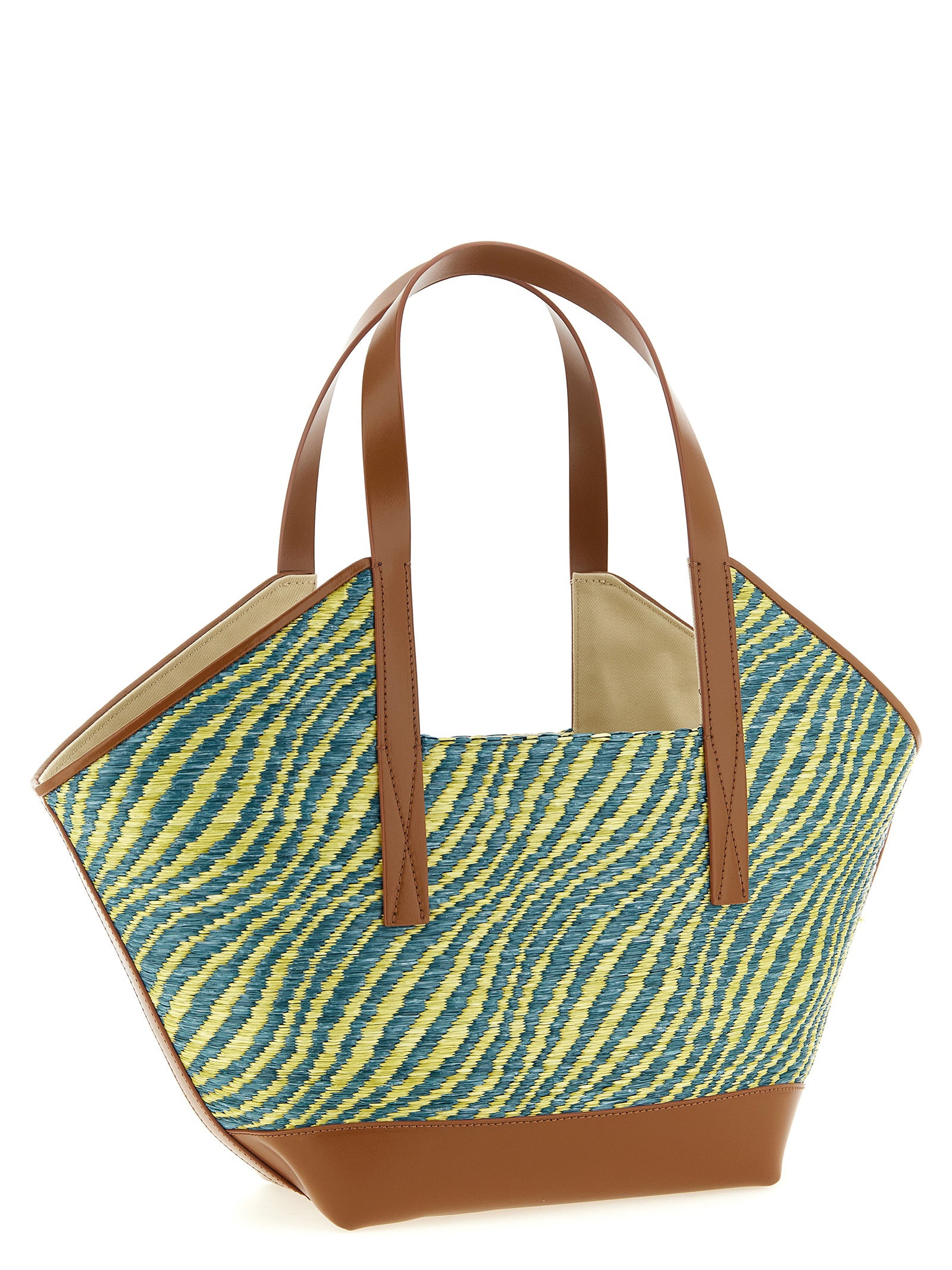 Marni Green Polyamide Trapezoidal Tote Bag
