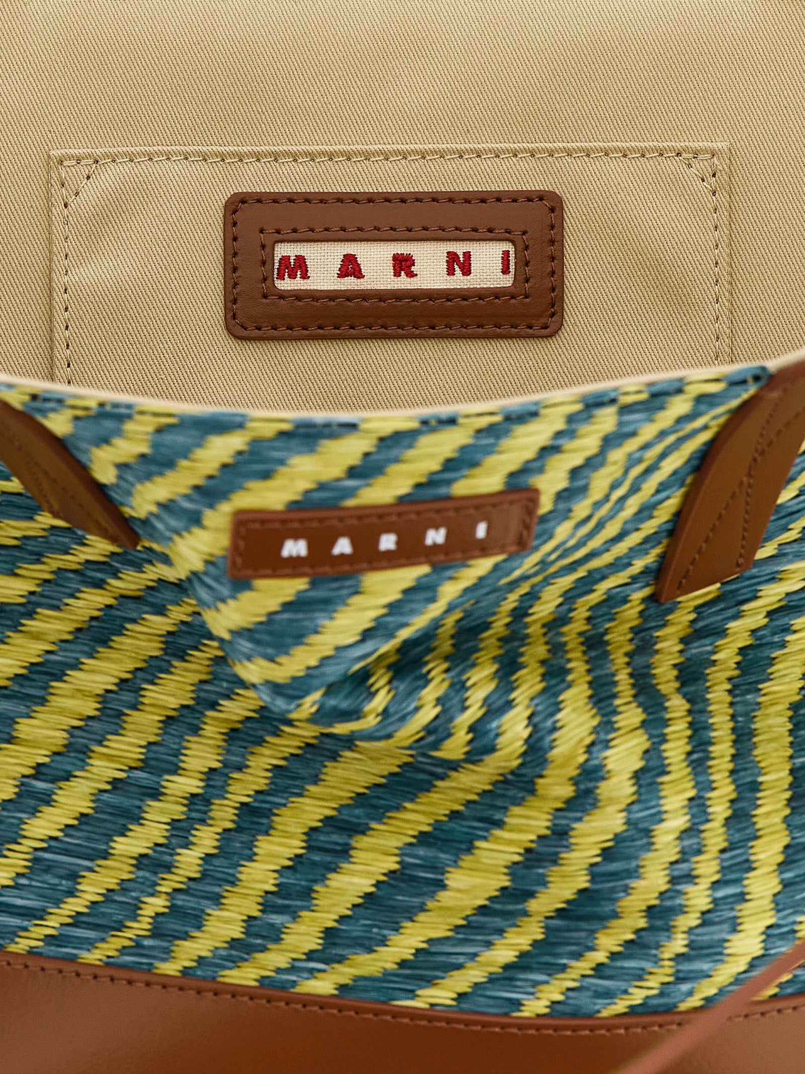 Marni Green Polyamide Trapezoidal Tote Bag