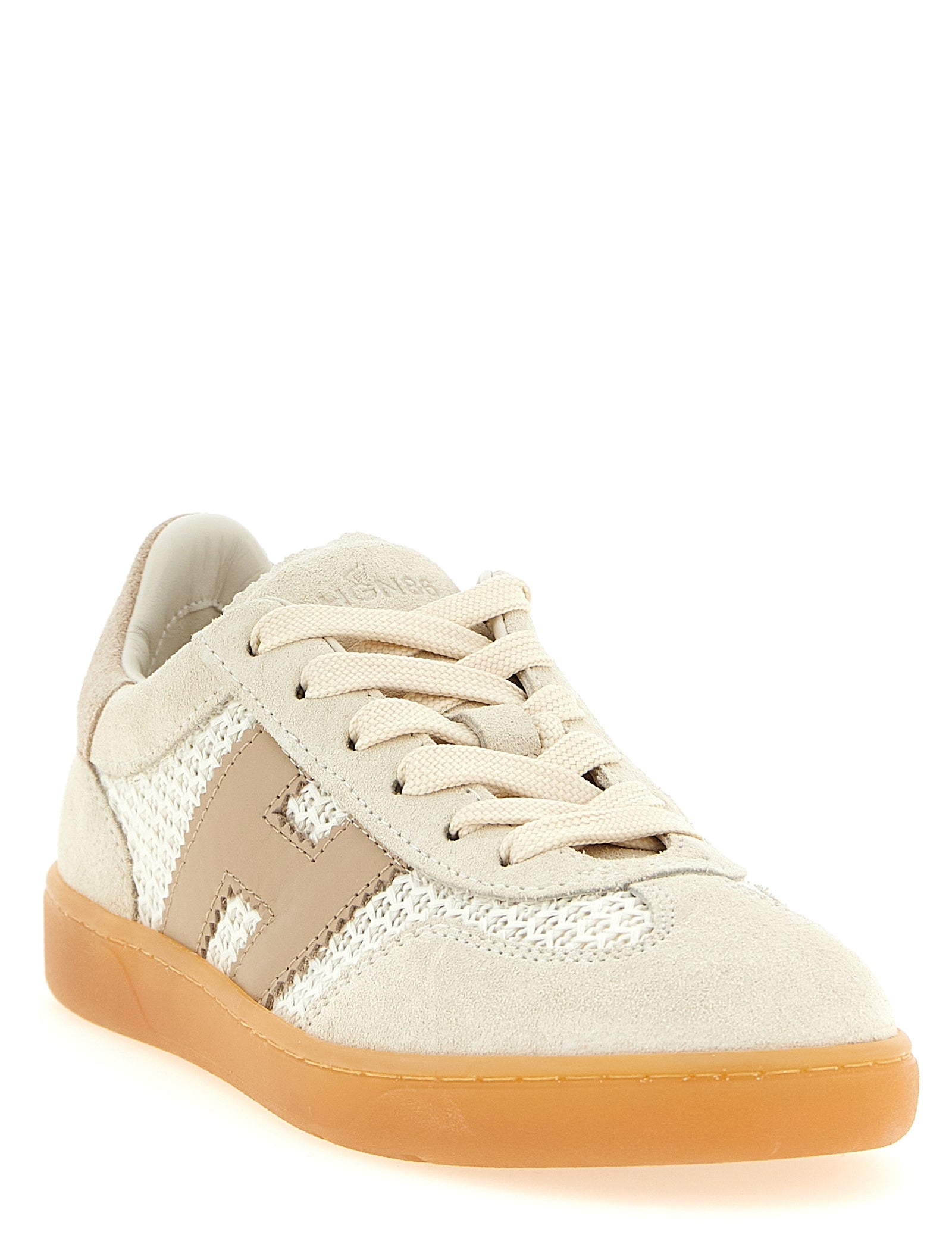 Hogan Beige Cotton Low Top Sneakers
