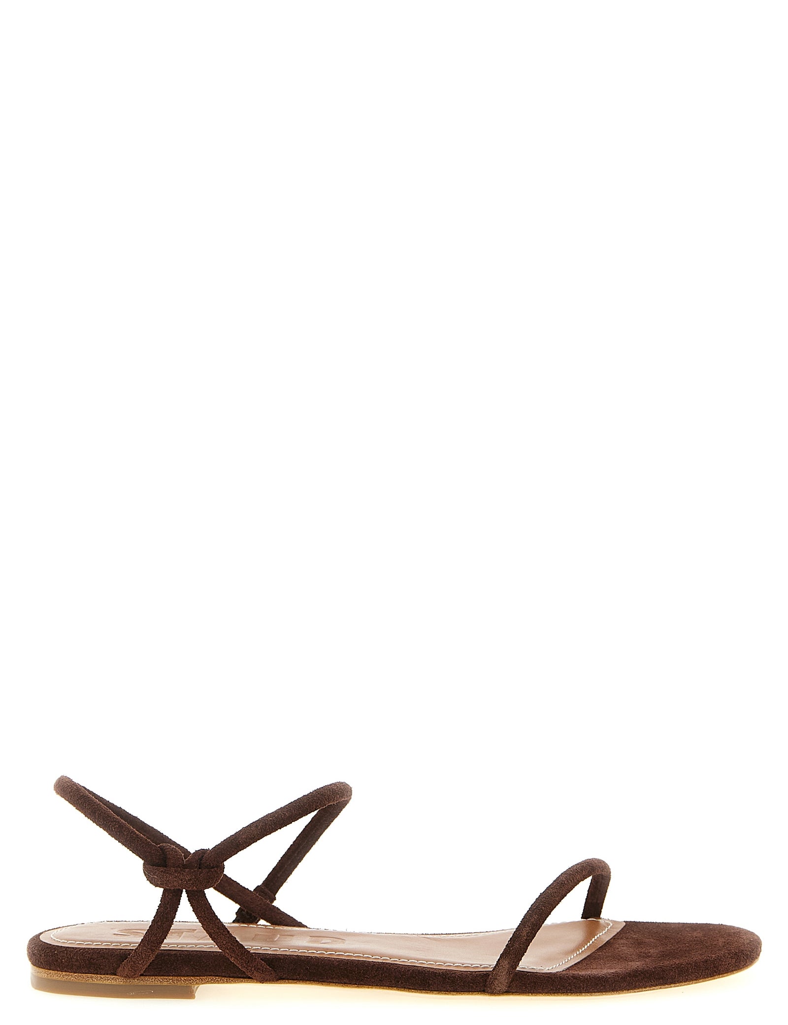 Staud Brown Cow Leather Flat Sandals