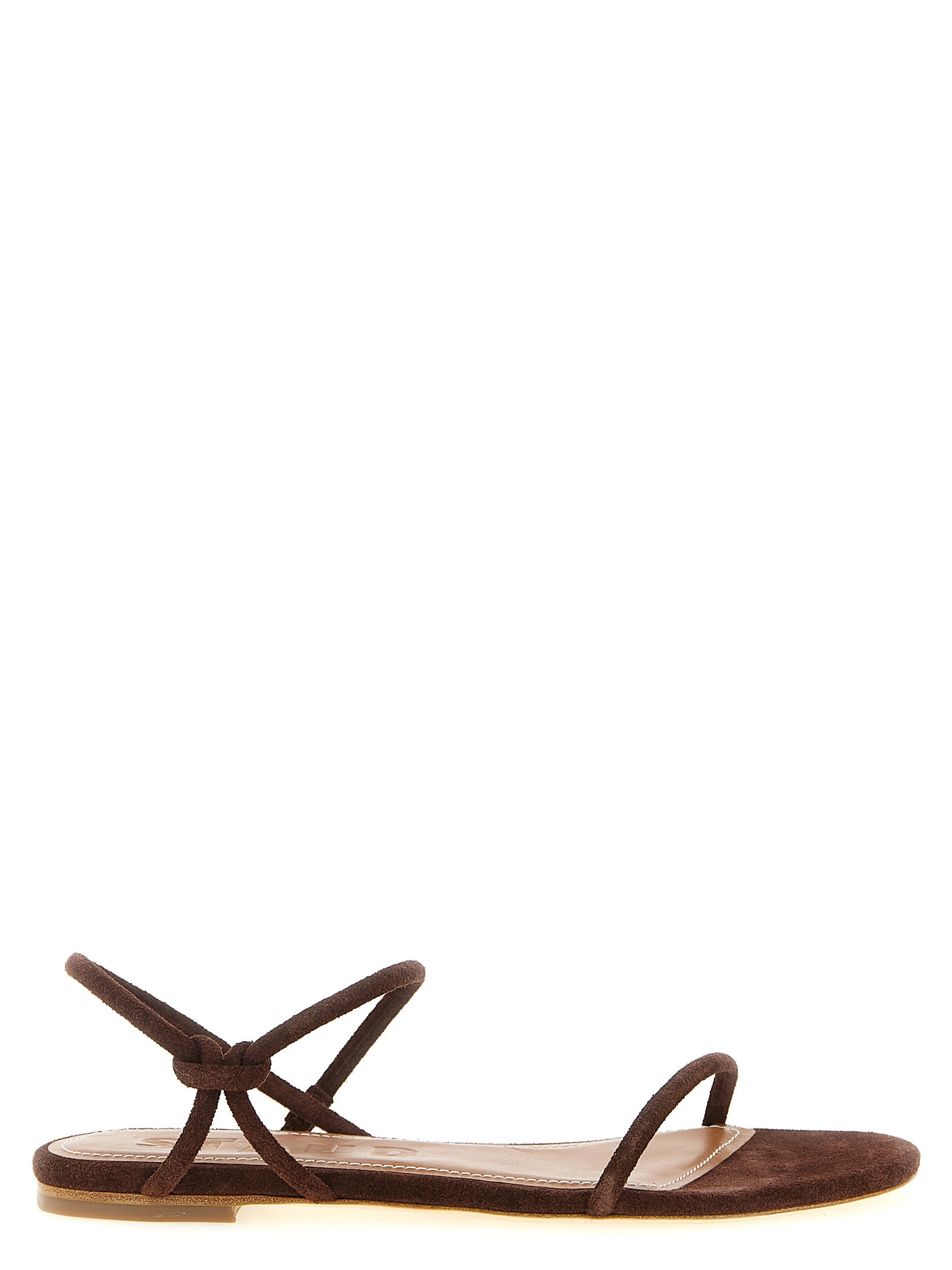 Staud Brown Cow Leather Flat Sandals
