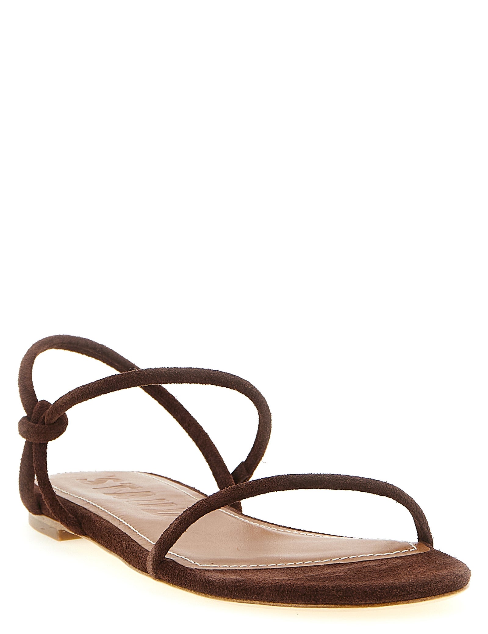 Staud Brown Cow Leather Flat Sandals