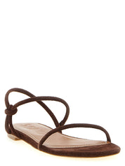 Staud Brown Cow Leather Flat Sandals