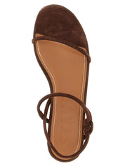 Staud Brown Cow Leather Flat Sandals