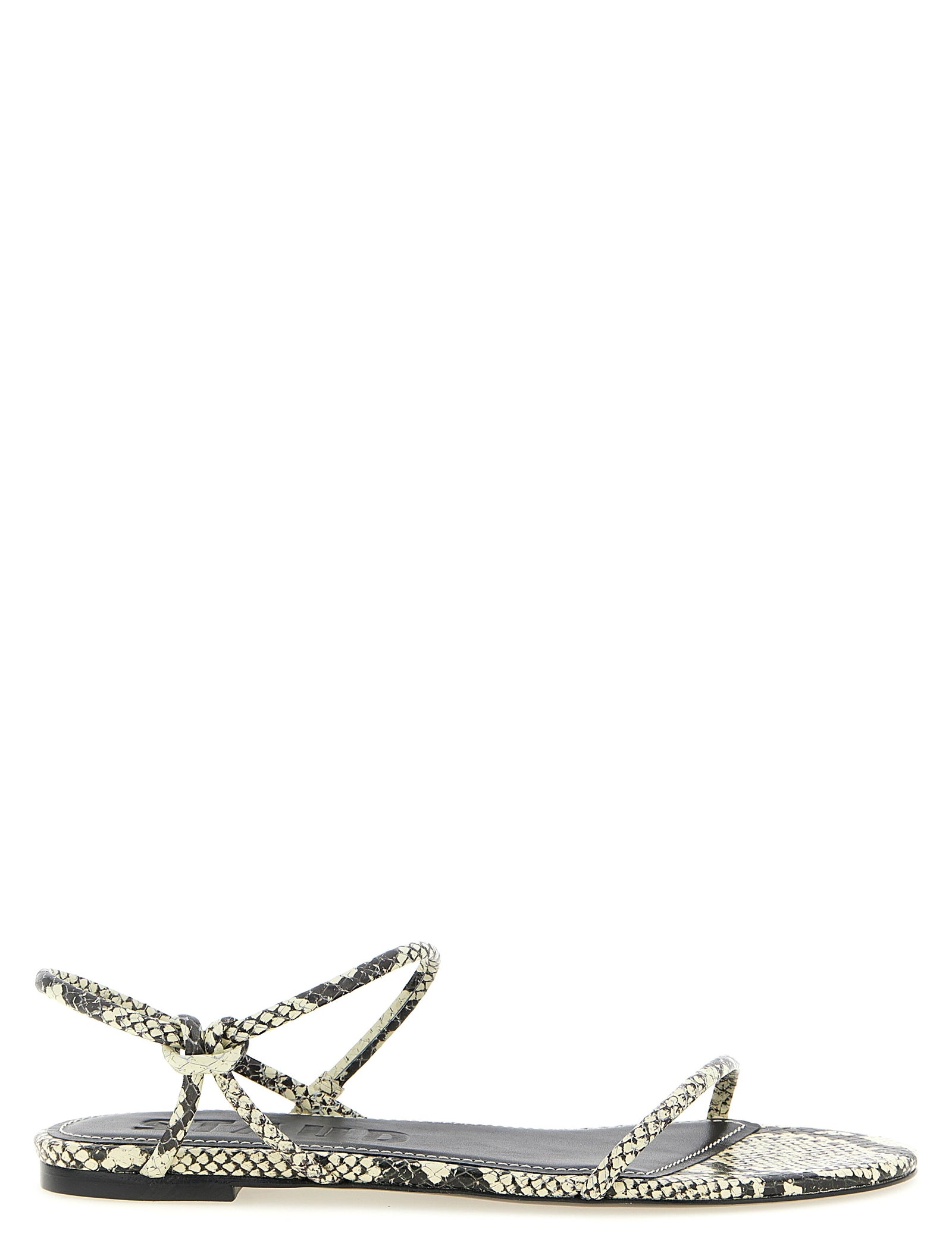 Black Cow Leather Flat Sandals