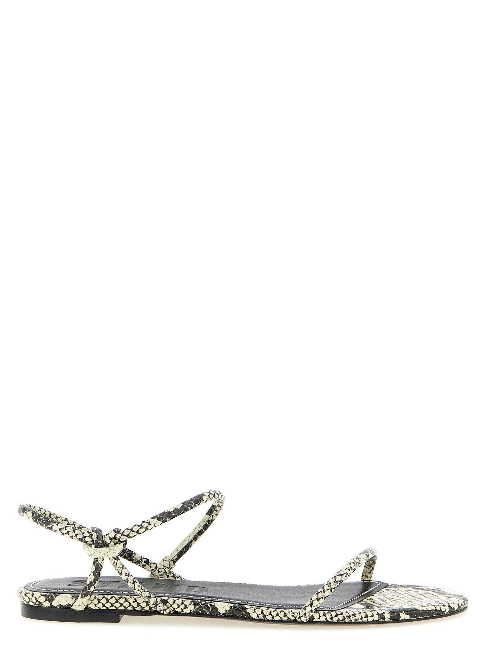 Staud White/Black Cow Leather Flat Sandals