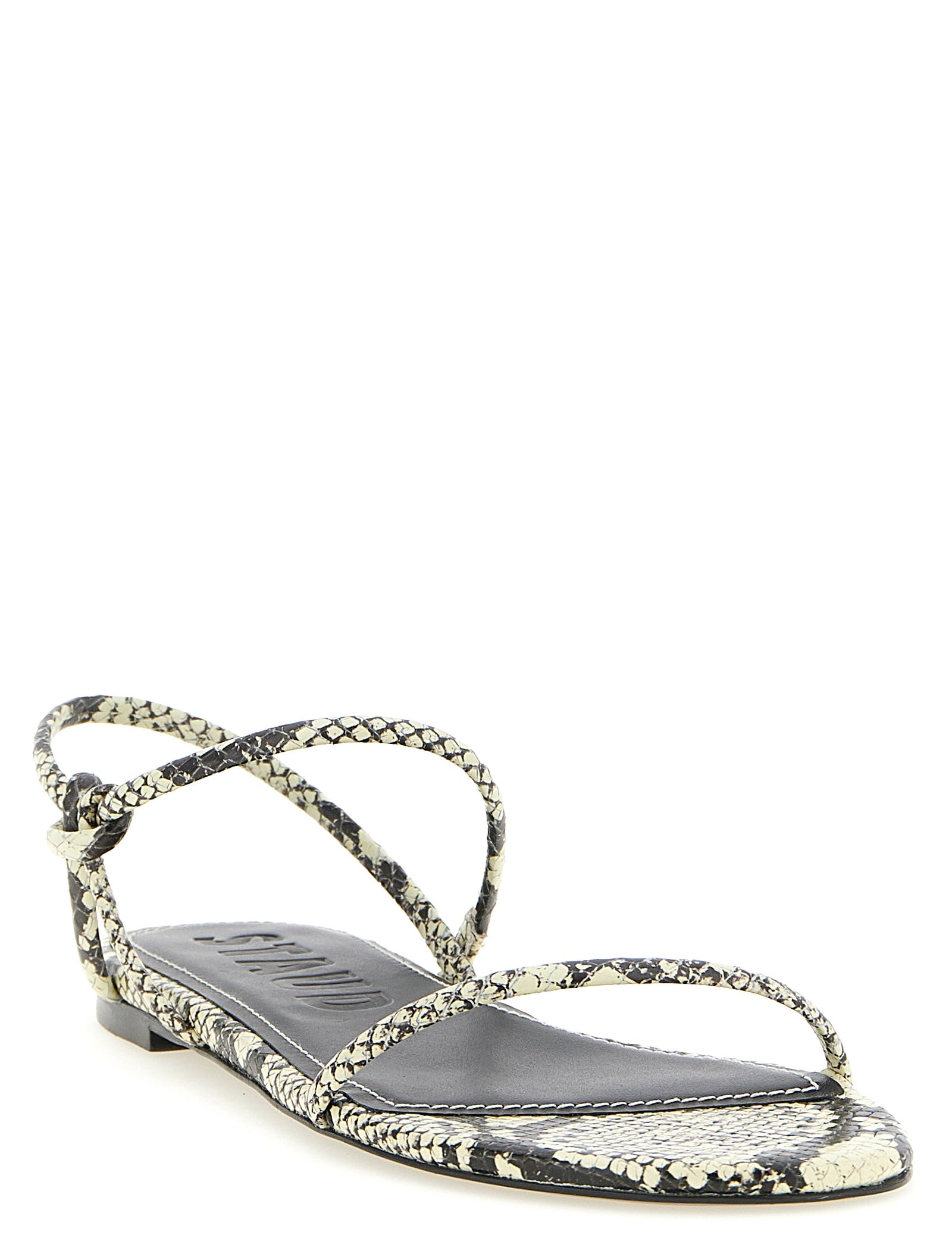Black Cow Leather Flat Sandals