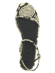 Staud White/Black Cow Leather Flat Sandals