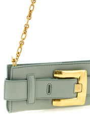 Balmain Green Calfskin Clutch Bag