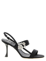 Roger Vivier Black Viscose Silk Stiletto Heel Sandals