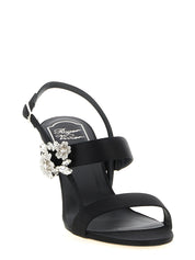Roger Vivier Black Viscose Silk Stiletto Heel Sandals