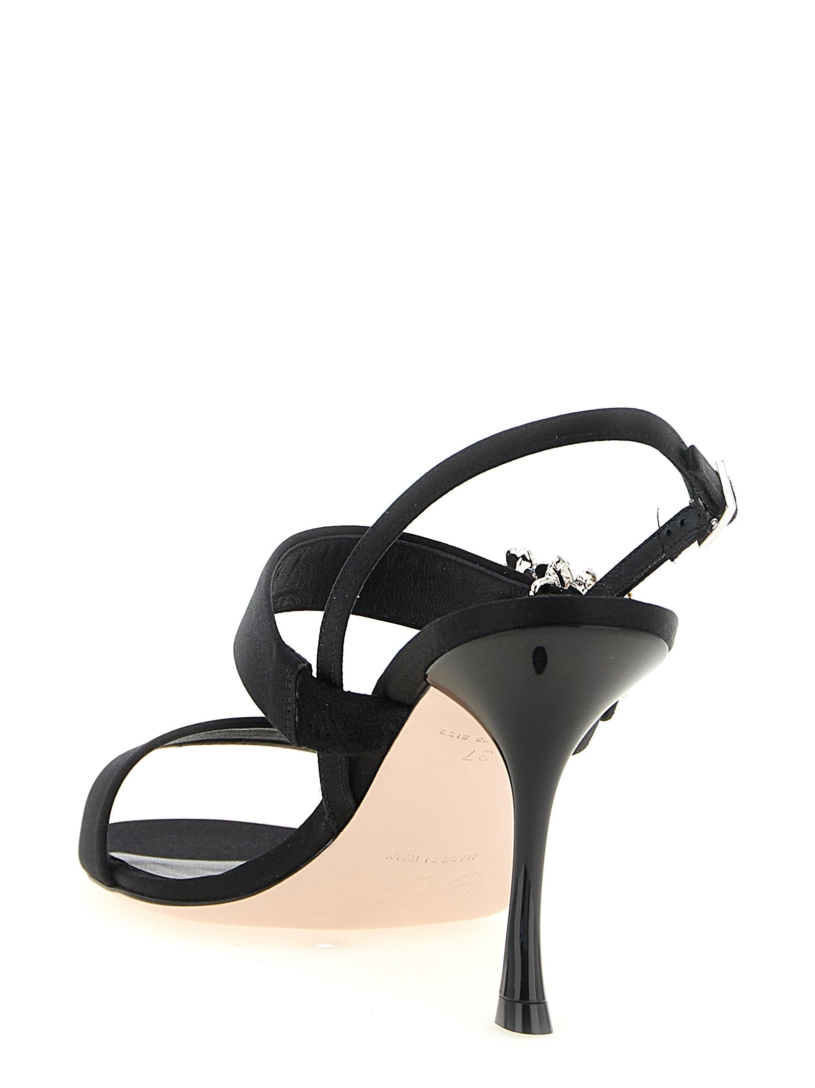 Roger Vivier Black Viscose Silk Stiletto Heel Sandals