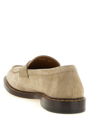 Doucal's Beige Calfskin Slip-On Loafers