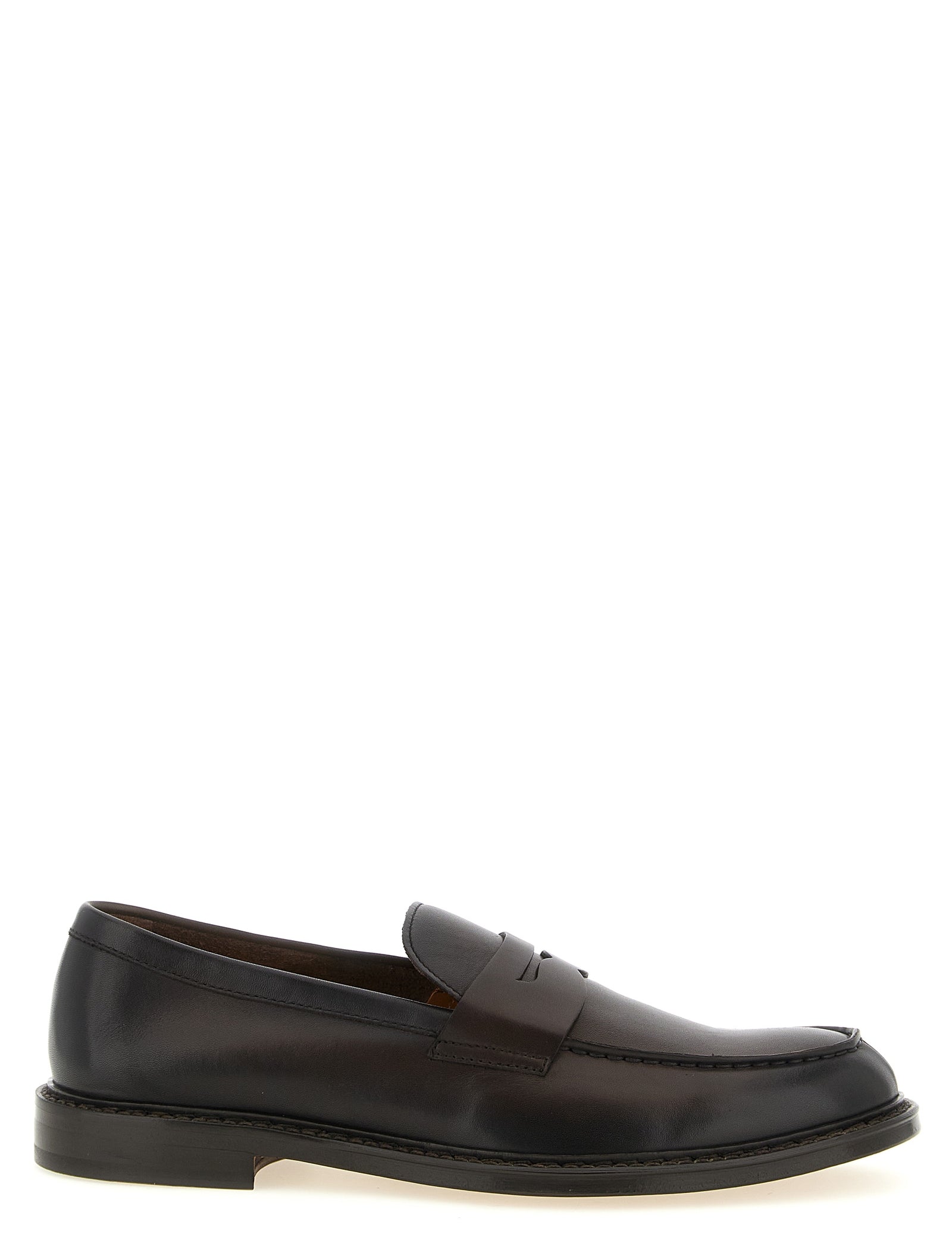 Doucal's Brown Calfskin Slip-On Loafers