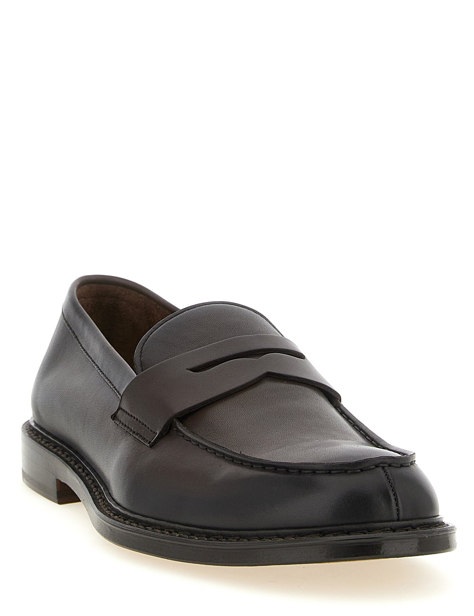 Doucal's Brown Calfskin Slip-On Loafers