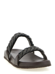 Brunello Cucinelli Brown Leather Slides