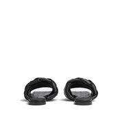 Bottega Veneta Black Lamb Leather Flat Sandals