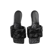 Bottega Veneta Black Lamb Leather Flat Sandals