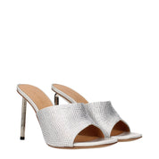 Off-White Silver Satin Stiletto Heel Sandals