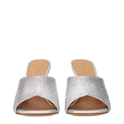 Off-White Silver Satin Stiletto Heel Sandals