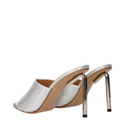 Off-White Silver Satin Stiletto Heel Sandals