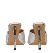 Off-White Silver Satin Stiletto Heel Sandals