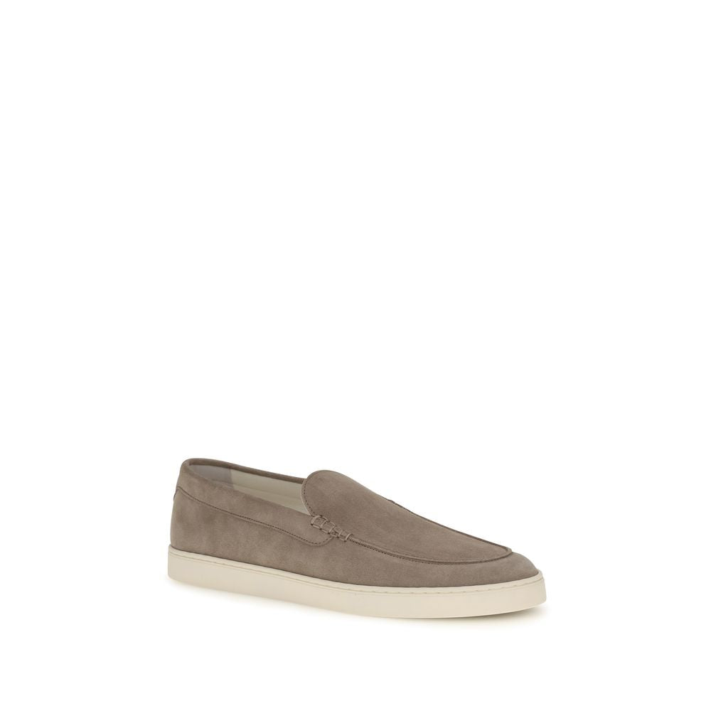 Brunello Cucinelli Gray Calf Leather Slip-On Loafers